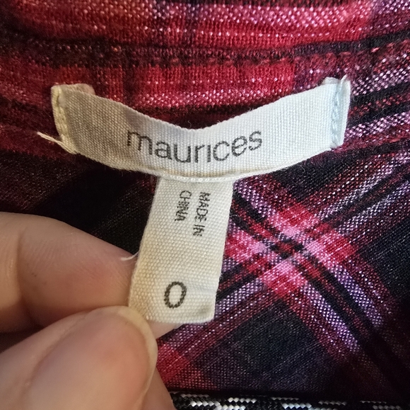 Maurices Womans Plaid Button-down Longsleeve Plus Size 0 Red - Picture 3 of 4